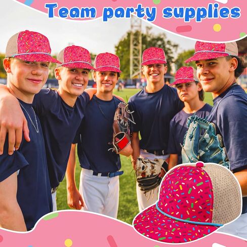 Cuffbow 1 Pack Pink Baseball Hat Ice Cream Adjustable 18-21 Inch Baseball Hat for Youth Boys Gift in Kuwait