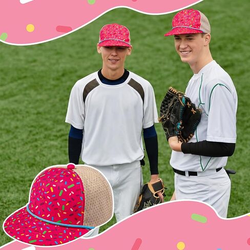 Cuffbow 1 Pack Pink Baseball Hat Ice Cream Adjustable 18-21 Inch Baseball Hat for Youth Boys Gift in Kuwait