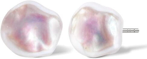 Handcrafted, carefully selected natural freshwater cultured irregular baroque pearl stud earrings, S925 sterling silver hypoallergenic earrings, a jewelry gift for women in Saudi Arabia
