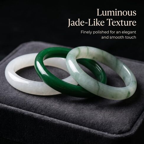 Lucky Feng Shui Bracelet 2.4 Inch Natural Green Stone Bangle Smooth Spiritual Healing Crystal Wrist Jewelry Lucky Charm Gift for Women Mothers and Grandmothers in Saudi Arabia