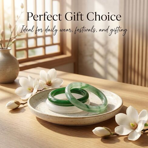 Lucky Feng Shui Bracelet 2.4 Inch Natural Green Stone Bangle Smooth Spiritual Healing Crystal Wrist Jewelry Lucky Charm Gift for Women Mothers and Grandmothers in Saudi Arabia