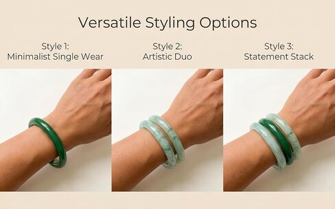 Lucky Feng Shui Bracelet 2.4 Inch Natural Green Stone Bangle Smooth Spiritual Healing Crystal Wrist Jewelry Lucky Charm Gift for Women Mothers and Grandmothers in Saudi Arabia