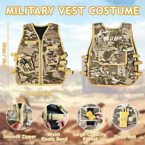 Army Costume for Boys, 12PCS Military Toys Accessories with Army Vest, Halloween Soldiers Costume Dress Up/Career Day for Boys in Saudi Arabia