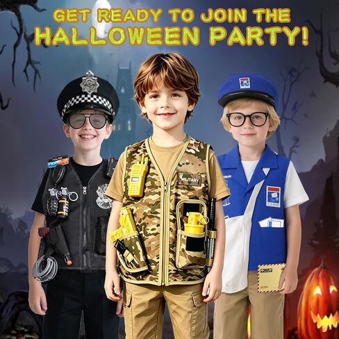 Army Costume for Boys, 12PCS Military Toys Accessories with Army Vest, Halloween Soldiers Costume Dress Up/Career Day for Boys in Saudi Arabia