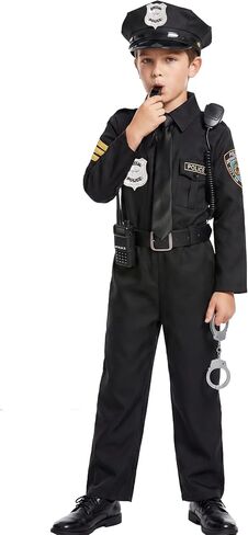 KIDIN Police Costume for Kids Cop Uniform for Boys Policeman Outfit for Dress Up Career Day Birthday Gifts in Saudi Arabia
