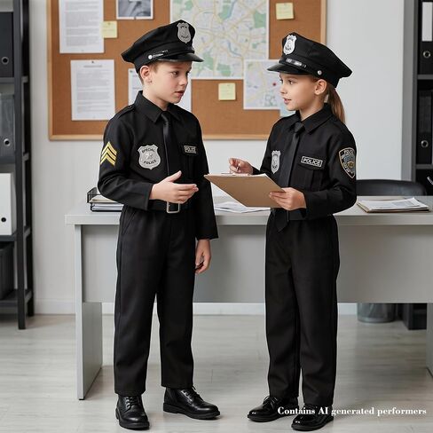 KIDIN Police Costume for Kids Cop Uniform for Boys Policeman Outfit for Dress Up Career Day Birthday Gifts in Saudi Arabia