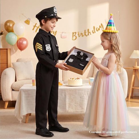 KIDIN Police Costume for Kids Cop Uniform for Boys Policeman Outfit for Dress Up Career Day Birthday Gifts in Saudi Arabia