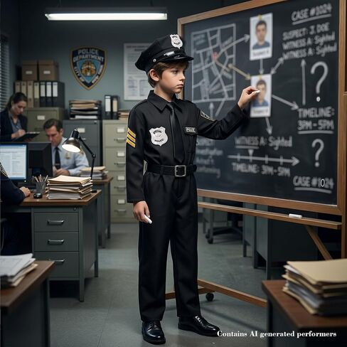 KIDIN Police Costume for Kids Cop Uniform for Boys Policeman Outfit for Dress Up Career Day Birthday Gifts in Saudi Arabia