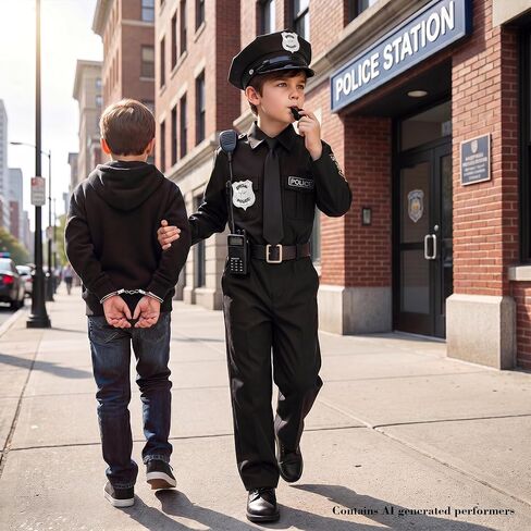 KIDIN Police Costume for Kids Cop Uniform for Boys Policeman Outfit for Dress Up Career Day Birthday Gifts in Saudi Arabia