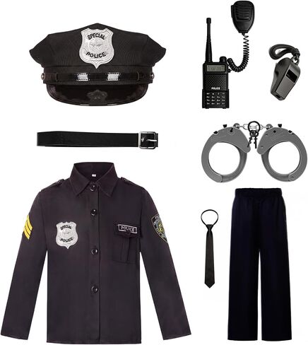 KIDIN Police Costume for Kids Cop Uniform for Boys Policeman Outfit for Dress Up Career Day Birthday Gifts in Saudi Arabia