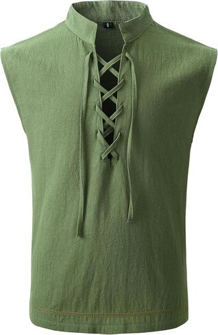 Kids Renaissance Medieval Viking Pirate Costume Sleeveless Lace up Shirts for Boys Halloween Cosplay 5-14 Years in Saudi Arabia