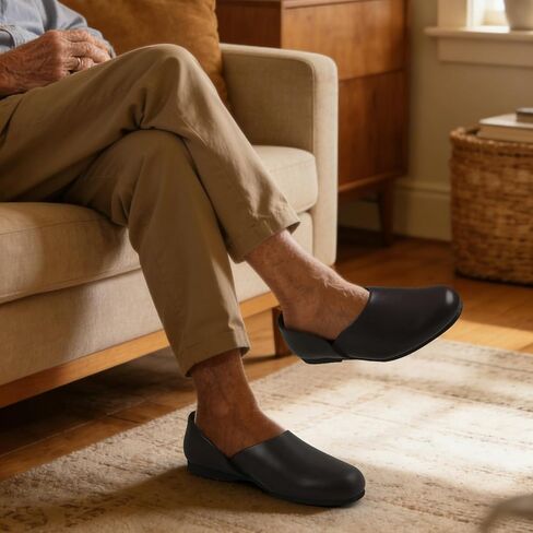 PAMIR Men's Leather Opera Slippers - Classic Indoor Outdoor House Shoes with Memory Foam in Saudi Arabia