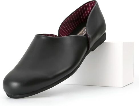 PAMIR Men's Leather Opera Slippers - Classic Indoor Outdoor House Shoes with Memory Foam in Saudi Arabia
