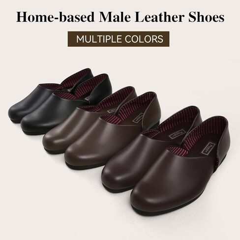 PAMIR Men's Leather Opera Slippers - Classic Indoor Outdoor House Shoes with Memory Foam in Saudi Arabia