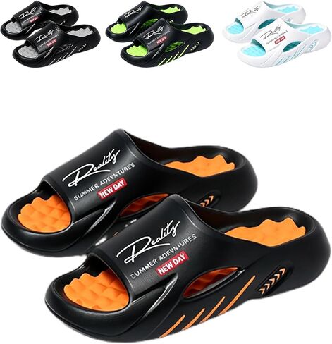 Non-Slip Thick Sole Cloud Slides for Men, Comfortable Cushion Slippers Arch Support Lightweight Open Toe Indoor Outdoor in Kuwait