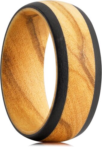 King Will 8mm Mens Wood Rings Natural Wooden Wedding Bands Lightweight Vintage in Kuwait