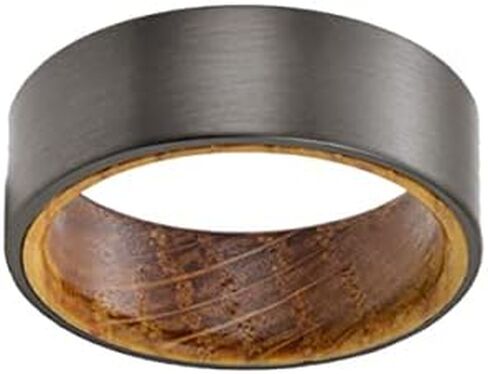 Gunmetal Whiskey Barrel Rings for Men Wooden Ring 8mm Tungsten and Wood Rings Bourbon Barrel Wedding Band in Saudi Arabia