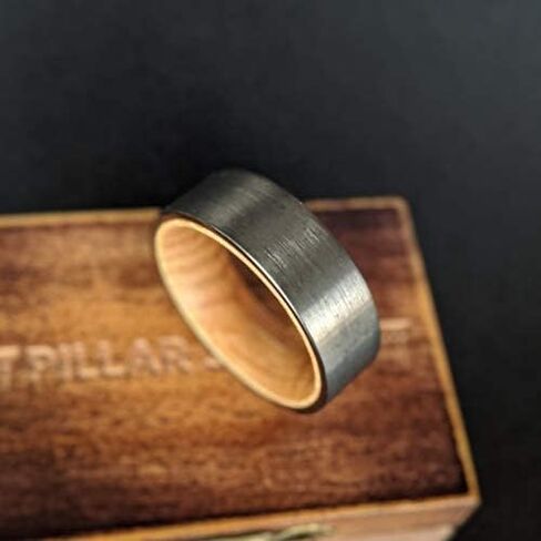 Gunmetal Whiskey Barrel Rings for Men Wooden Ring 8mm Tungsten and Wood Rings Bourbon Barrel Wedding Band in Saudi Arabia