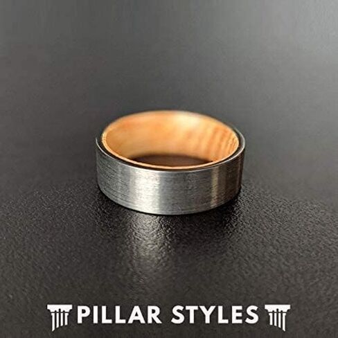 Gunmetal Whiskey Barrel Rings for Men Wooden Ring 8mm Tungsten and Wood Rings Bourbon Barrel Wedding Band in Saudi Arabia