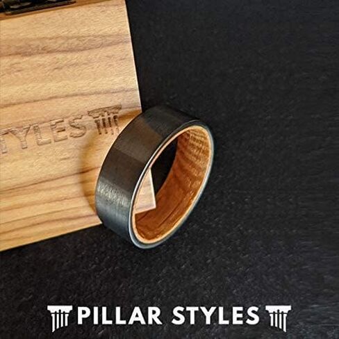 Gunmetal Whiskey Barrel Rings for Men Wooden Ring 8mm Tungsten and Wood Rings Bourbon Barrel Wedding Band in Saudi Arabia