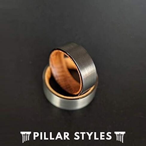 Gunmetal Whiskey Barrel Rings for Men Wooden Ring 8mm Tungsten and Wood Rings Bourbon Barrel Wedding Band in Saudi Arabia