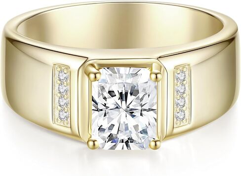 2CT Radiant Cut Moissanite Engagement Ring D Color VVS1 Clarity Solitaire Moissanite Wedding Band S925 Sterling Silver 9K Gold Plated Genuine Promise Ring Size 10 in Saudi Arabia