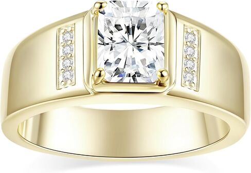 2CT Radiant Cut Moissanite Engagement Ring D Color VVS1 Clarity Solitaire Moissanite Wedding Band S925 Sterling Silver 9K Gold Plated Genuine Promise Ring Size 10 in Saudi Arabia