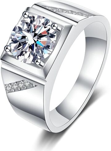 14K Gold Men's Diamond Ring, Offering 1ct/2ct D-Color VVS1 Brilliance, Contemporary Design with Stone Accent for Modern Wardrobes in Kuwait
