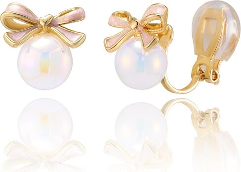 Cute Clip On Earrings for Women Bow Bowknot Non-piercing Stud Earrings in Kuwait