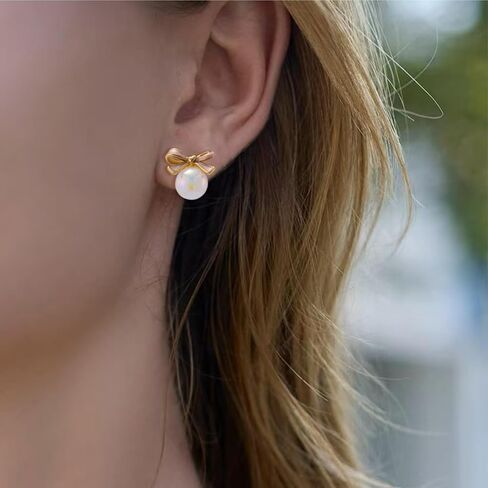Cute Clip On Earrings for Women Bow Bowknot Non-piercing Stud Earrings in Kuwait