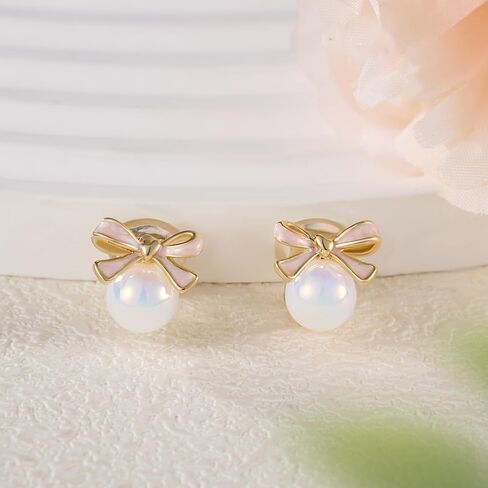 Cute Clip On Earrings for Women Bow Bowknot Non-piercing Stud Earrings in Kuwait