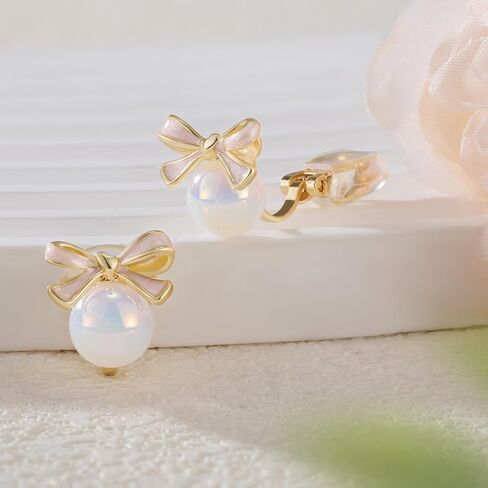 Cute Clip On Earrings for Women Bow Bowknot Non-piercing Stud Earrings in Kuwait
