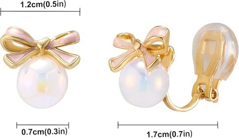 Cute Clip On Earrings for Women Bow Bowknot Non-piercing Stud Earrings in Kuwait
