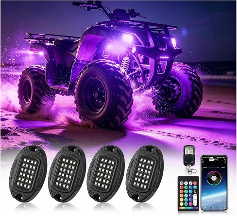 8Pods Segmented RGB LED Men Rock Lights Kit with APP/RF Remote Control, Upgraded Multicolor Underglow Neon Music Mode Waterproof 12V Fender Lights for Trucks Pickup Jeep Golf Cart ATV UTV in Kuwait