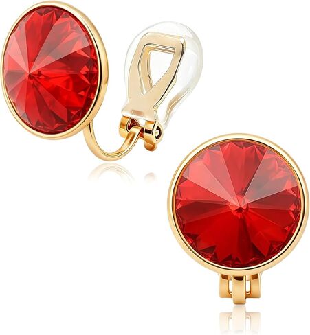 EVEVIC Austrian Crystal Round Clip On Earrings for Women Fashion 14K Gold Plated Non Pierced for Sensitive Ears Jewelry Gifts for Dance Competition Prom in Kuwait