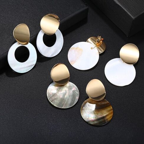 Aloha Earrings Non Pierced Clip On Double Disc Statement Dangling Earrings in Kuwait