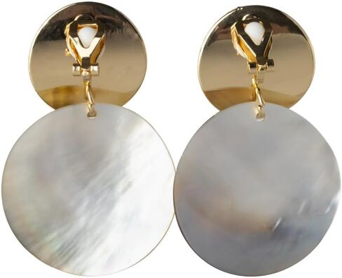 Aloha Earrings Non Pierced Clip On Double Disc Statement Dangling Earrings in Kuwait