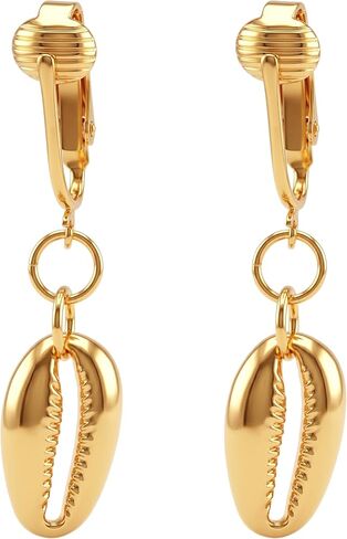 Aloha Earrings Non Pierced Gold Tone Clip On Beach Dangling Earrings in Kuwait