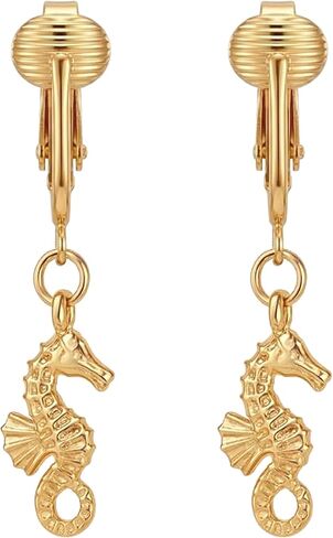 Aloha Earrings Non Pierced Gold Tone Clip On Beach Dangling Earrings in Kuwait