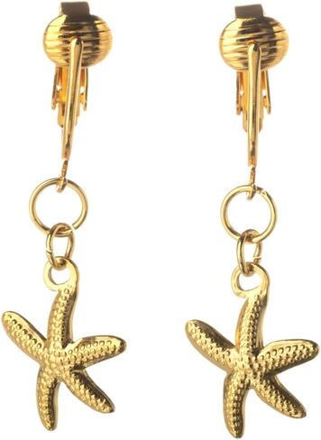 Aloha Earrings Non Pierced Gold Tone Clip On Beach Dangling Earrings in Kuwait