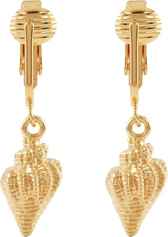 Aloha Earrings Non Pierced Gold Tone Clip On Beach Dangling Earrings in Kuwait