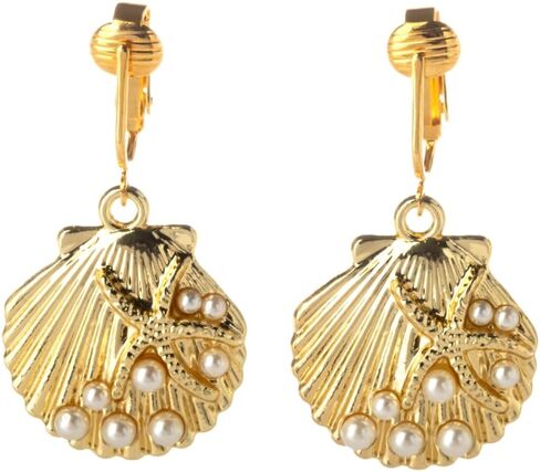 Aloha Earrings Non Pierced Gold Tone Clip On Beach Dangling Earrings in Kuwait
