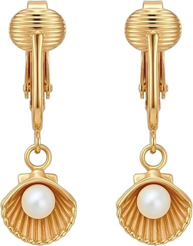 Aloha Earrings Non Pierced Gold Tone Clip On Beach Dangling Earrings in Kuwait