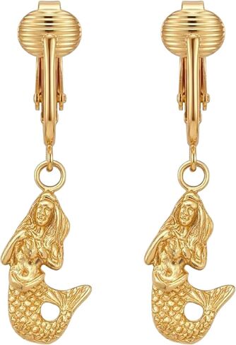 Aloha Earrings Non Pierced Gold Tone Clip On Beach Dangling Earrings in Kuwait