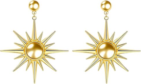 Sun Dangle Earrings for Women, Gold Sun Clip On Earrings,Encanto Birthday Outfit Costume Party Accessories in Saudi Arabia