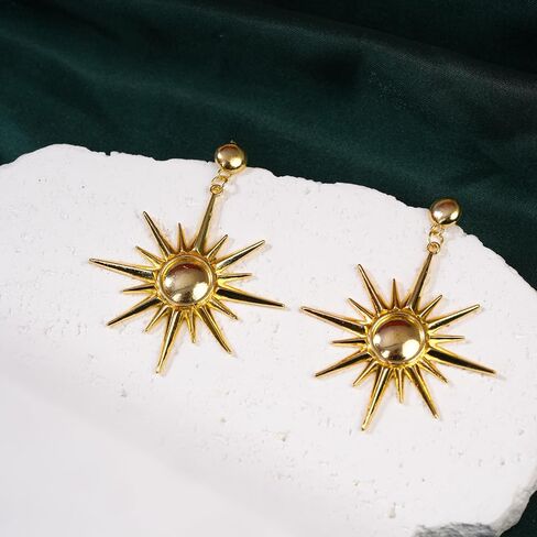 Sun Dangle Earrings for Women, Gold Sun Clip On Earrings,Encanto Birthday Outfit Costume Party Accessories in Saudi Arabia