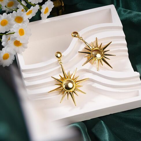 Sun Dangle Earrings for Women, Gold Sun Clip On Earrings,Encanto Birthday Outfit Costume Party Accessories in Saudi Arabia