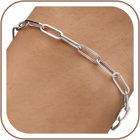 925 Sterling Silver Bracelet - Paperclip Chain Bracelet for Women Exquisite Gifts for Wife Daughter Sister 6.5-7-7.5-8IN in Saudi Arabia