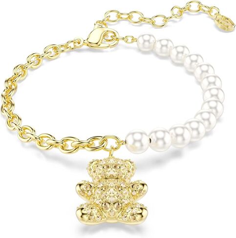 Swarovski Idyllia bracelet, Crystal pearl, Round cut, Teddy, Gold tSwarovski One, Gold-tSwarovski One plated in Kuwait