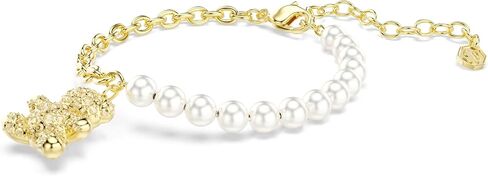 Swarovski Idyllia bracelet, Crystal pearl, Round cut, Teddy, Gold tSwarovski One, Gold-tSwarovski One plated in Kuwait
